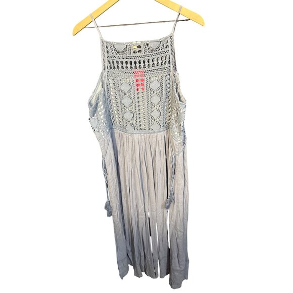 Suzanne Betro Womens NWT 1X Crochet Lace Top Maxi Dress Light Blue & Gray - Picture 4 of 4